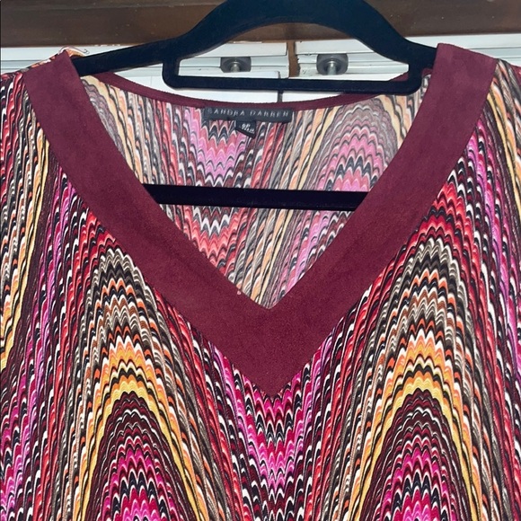 Sandra Darren Long Sleeve Pink and Yellow Dress - Picture 4 of 7